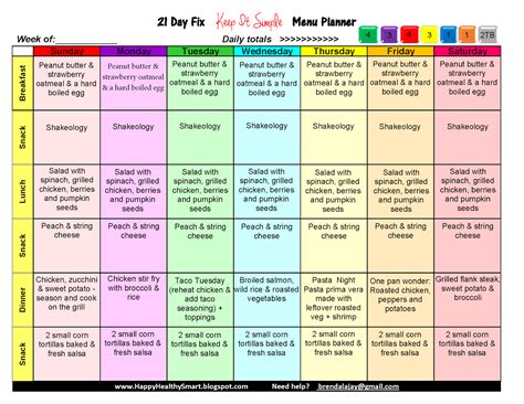 21 Day Fix Printable Meal Planner