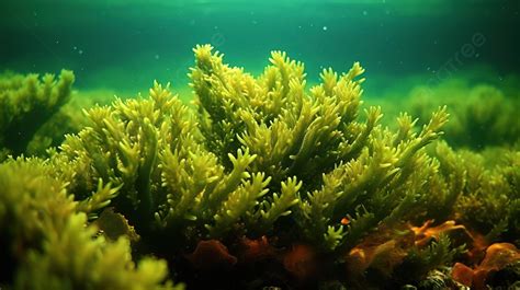 Underwater Seaweed Green Plants Green Algae In Sea Background, Seawater ...