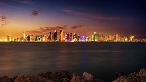 Doha Skyline at Dusk - 4K Ultra HD Wallpaper