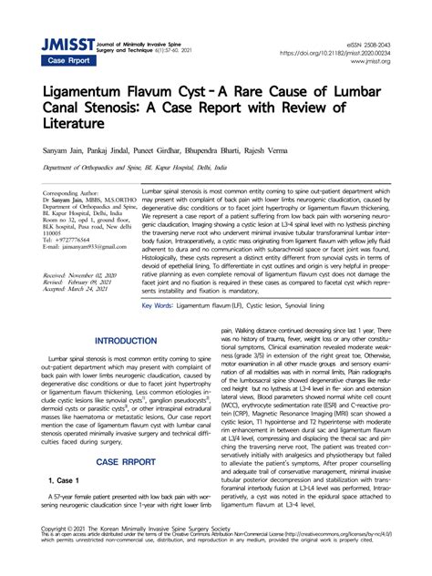 (PDF) Ligamentum Flavum Cyst - A Rare Cause of Lumbar Canal Stenosis: A ...