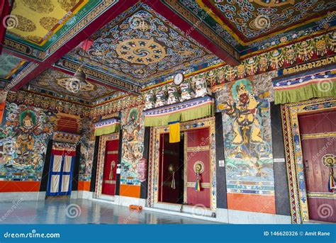 Colourful Interior Inside Rumtek Monastery,Sikkim,India Stock Photo ...