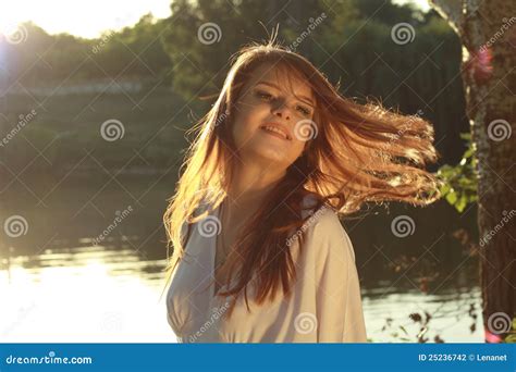 Woman fly hair sunset stock photo. Image of enjoy, beautiful - 25236742