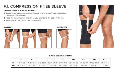 Copper Fit Knee Sleeve Size Chart