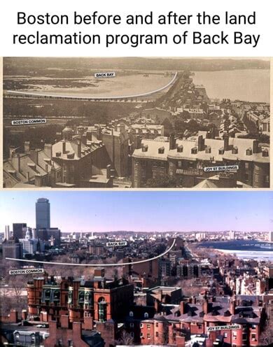 Boston before and after the land reclamation program of Back Bay - iFunny