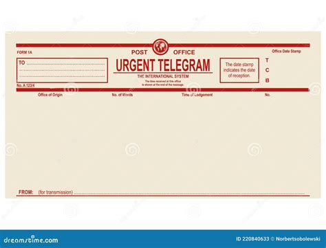 Vintage Blank Urgent Telegram Form. Stock Vector - Illustration of ...