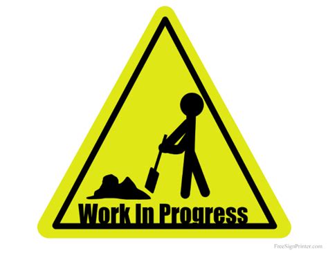 Printable Work in Progress Sign