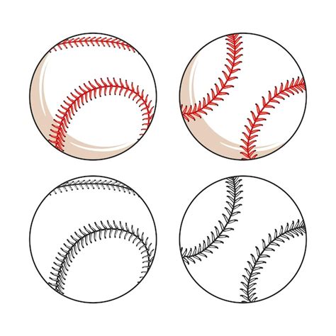 Premium Vector | Set Of Baseball Leather Ball Various Sides