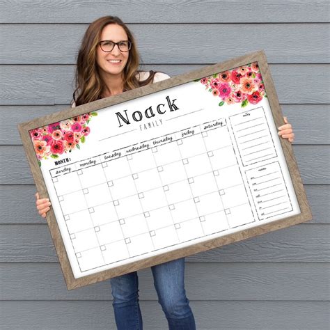 Floral Calendar Custom Family Calendar Reusable Calendar - Etsy