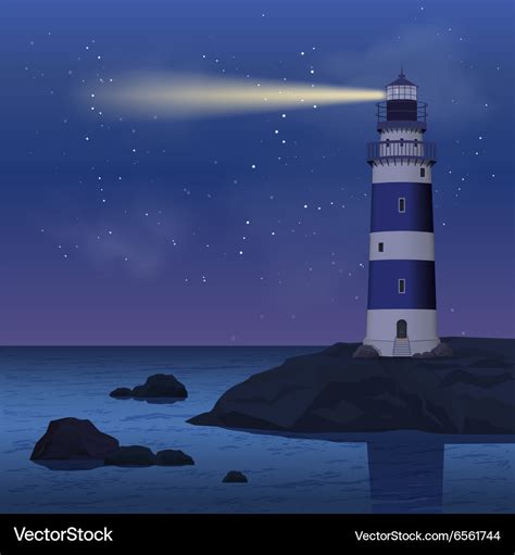 Lighthouse in night Royalty Free Vector Image - VectorStock