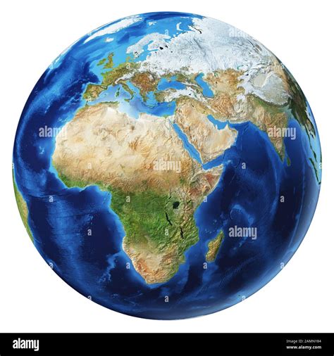 Earth globe 3d illustration. Africa, Asia and Europe view. Very ...