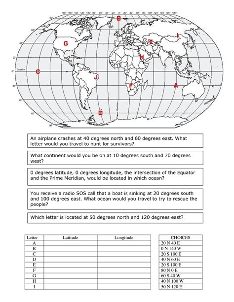 Practice Latitude And Longitude Worksheets