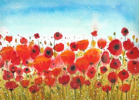 Poppy Flower Field Painting