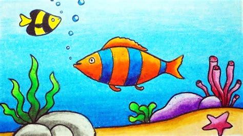 Easy Underwater Scenery Drawing for Beginners | How to Draw Scenery of ...