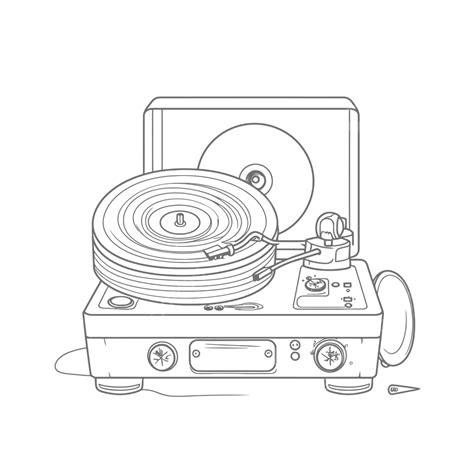 Drawing On Vinyl Record Player Isolated On White Background Vector ...