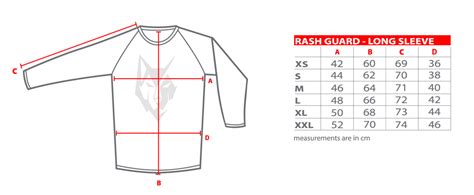 Fightwear size chart – Vulfram