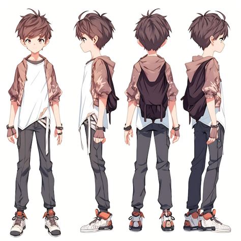 Premium Photo | Trendy Anime Boy Character Turnaround Concept Art Sheet ...