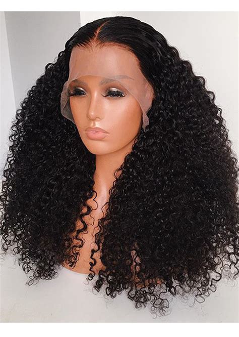 Mongolian Kinky Curly Full Density Human Hair Lace Front Wigs Deep Curl ...