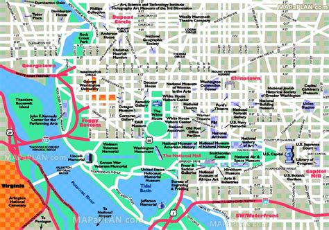 ワシントンdc観地図-ワシントンdc観光マップ(コロンビア特別区-アメリカ）