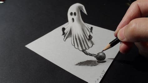 Drawing a 3D Ghost, Halloween | 3d drawings, Drawings, Art drawings