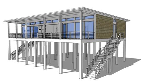 Modern Piling Loft-Style Beach Home Plan - 44073TD | Architectural ...