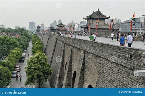 Xi an City Wall editorial stock image. Image of civilization - 64379989