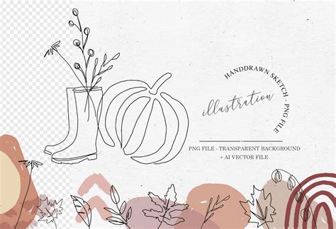 AUTUMN LINE ART BUNDLE VECTOR + PNG | Illustrations ~ Creative Market