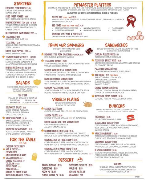 Menu for Virgil's Real BBQ (3545 Las Vegas Blvd S L8 Las Vegas NV ...