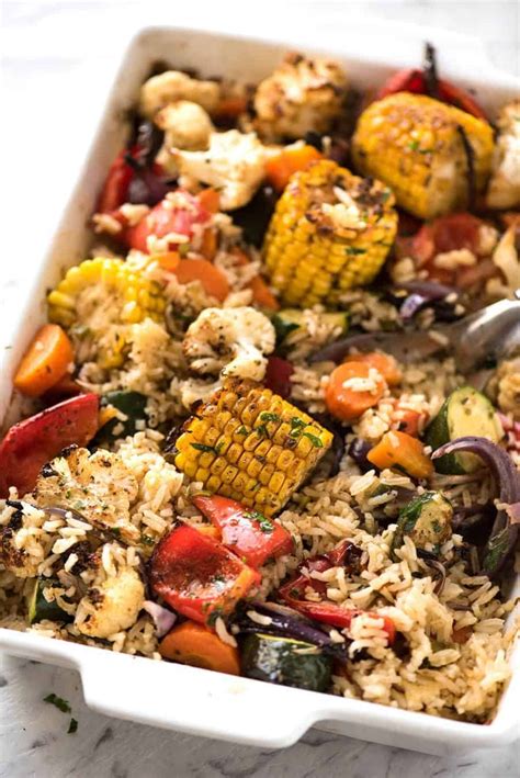 Oven Baked Rice and Vegetables (ONE PAN!!) | RecipeTin Eats