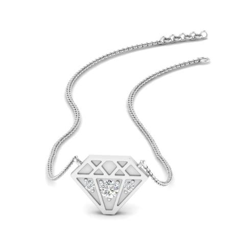 diamond Shape Pendant Necklace In 14K White Gold | Fascinating Diamonds