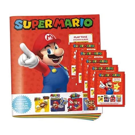 PAlbum + 5 sobres con 25 cromos de Super Mario Sticker Collection | Don ...