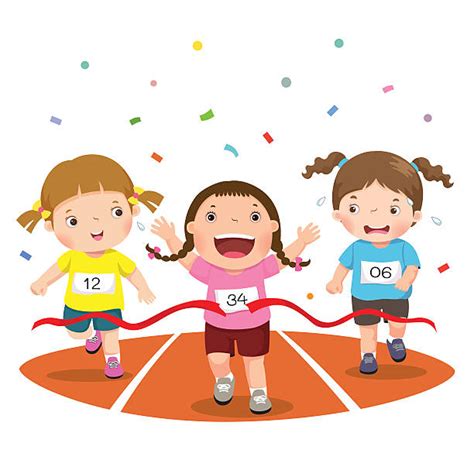 Royalty Free Cartoon Of Children Running Race Clip Art, Vector Images ...