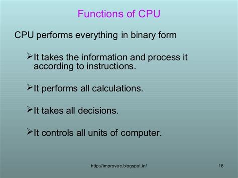 Cpu and its functions