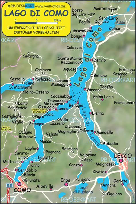 Map of Lake Como (Italy) - Map in the Atlas of the World - World Atlas