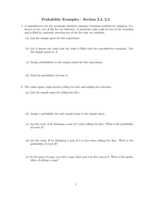 Probability Examples - Introductory Theory Probability/Statistics I ...