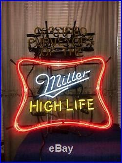 Vintage 1970 Miller High Life Neon Sign 26×30 Please Read | Vintage ...