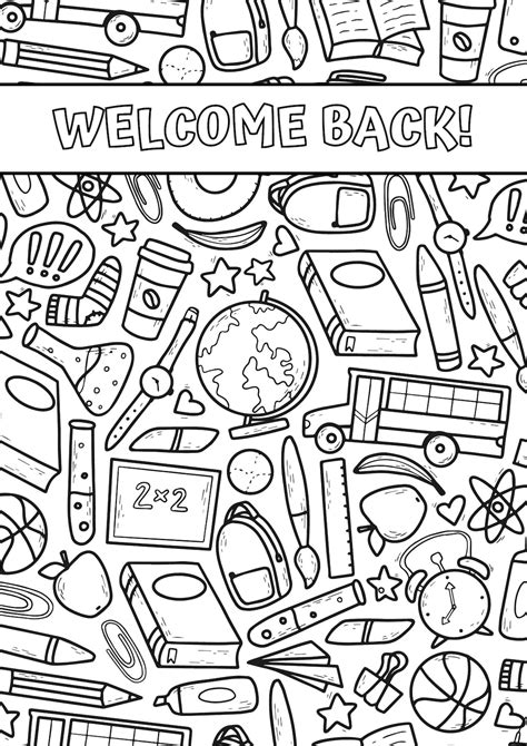 Welcome Back to School Coloring Pages - Etsy