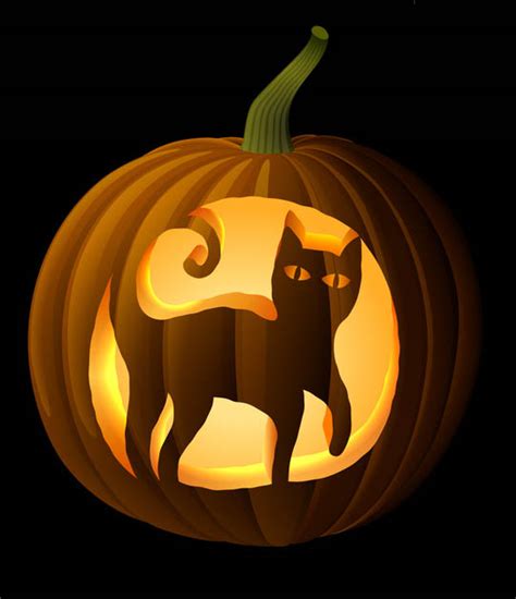 Black Cat Pumpkin Carving Stencil – Celebrating Halloween