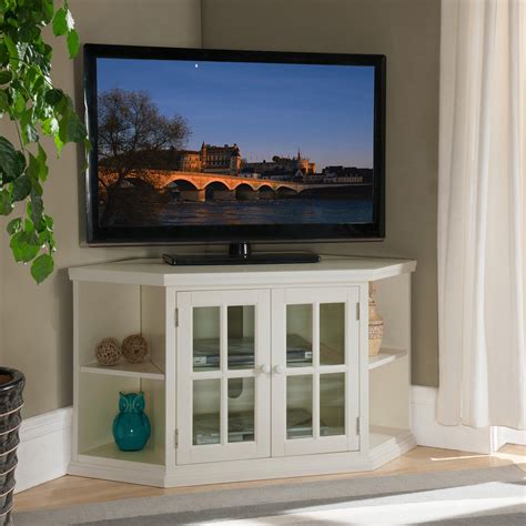 Leick Home 46" Corner TV Stand w/Bookcases for TV's up to 50", White ...