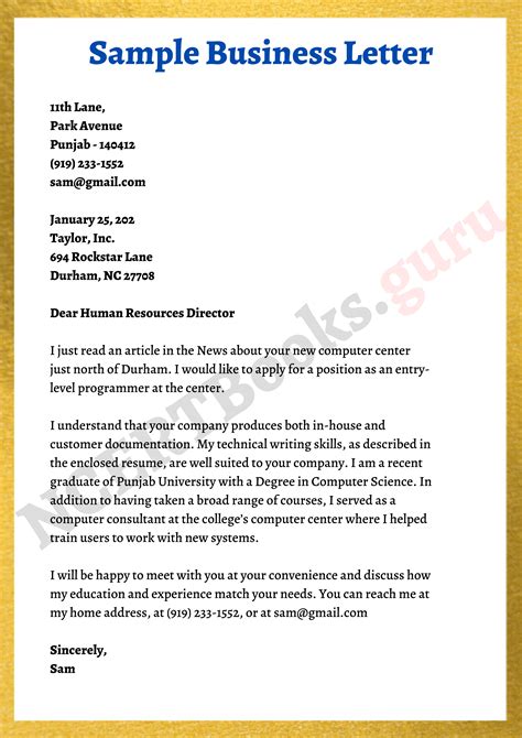 Sample Business Letter Template