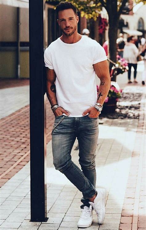 white t-shirt outfit ideas for men. #mens #fashion #style | Shirt ...