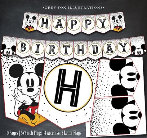 Mickey Mouse Banner, Mickey Mouse Happy Birthday Banner, Mickey ...