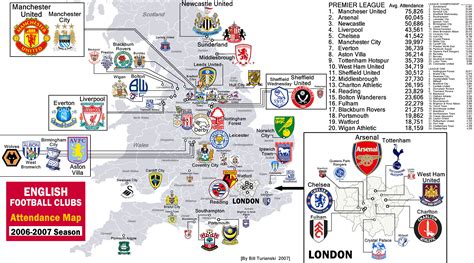 Map of English Football Clubs | Premier league, Premier league football ...