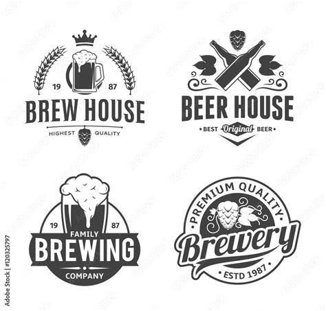 Vector black and white vintage beer logo and icons vector de Stock ...