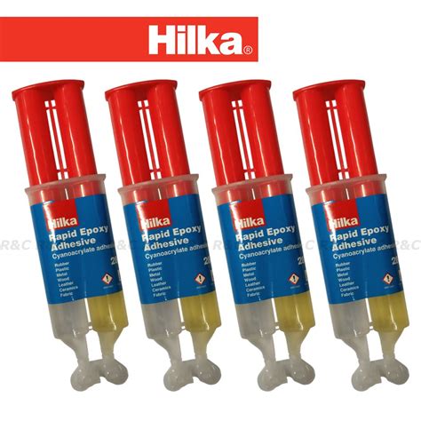 4 PACK Hilka 2 Part Epoxy Syringe Quick Setting Adhesive Glue Plastic ...