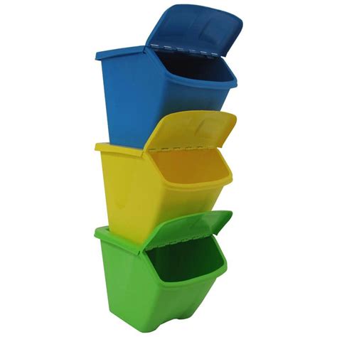 Taurus 30 Gal. Multi-Color Stackable Outdoor Recycling Bin (3-Pack ...