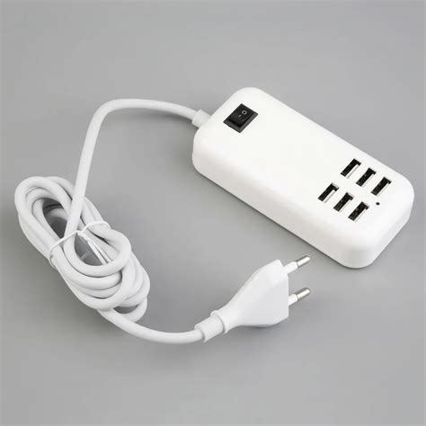 Portable 6 Port USB Wall Charger US EU Plug Adapter 5V 3A with Switch ...