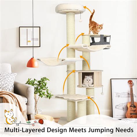 Buy Tangkula Modern Cat Tree, Multi-Level Large Cat Tower w/Cat Condo ...