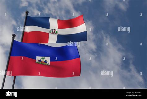 Dominican Republic and Haiti flags, Blue sky and flag Dominican ...