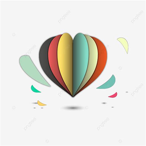 Folded Paper Clipart Vector, Colorful Paper Folding Heart Breaking ...