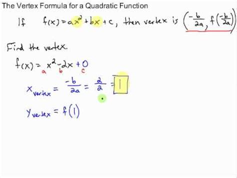 vertex formula of a quadratic function - YouTube